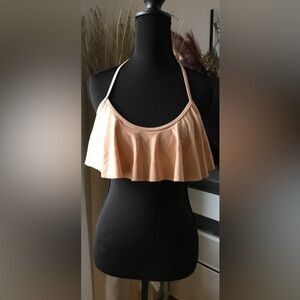 Hot Water Peach Bikini Top with Ruffle Detail